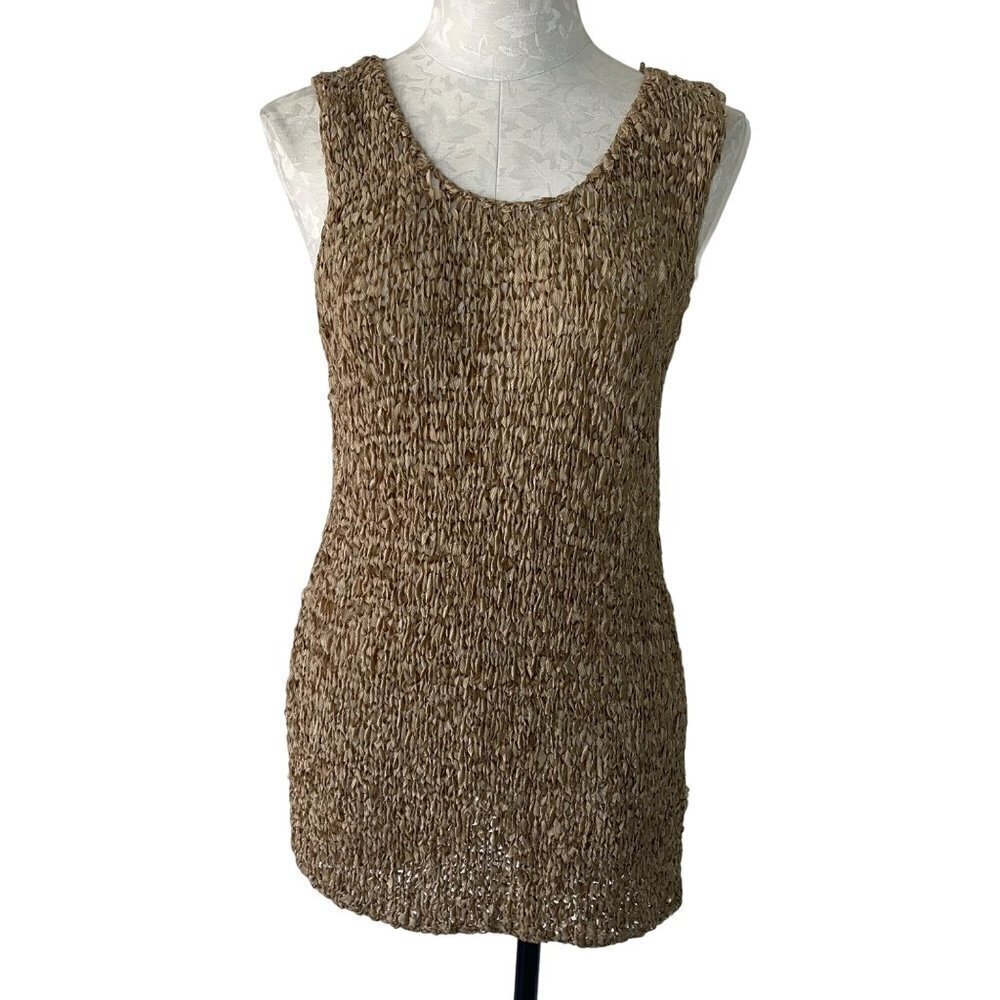 Georges Rech Maille Vintage Womes Tank Top Tunic Size Small Tan Italy Pure Silk